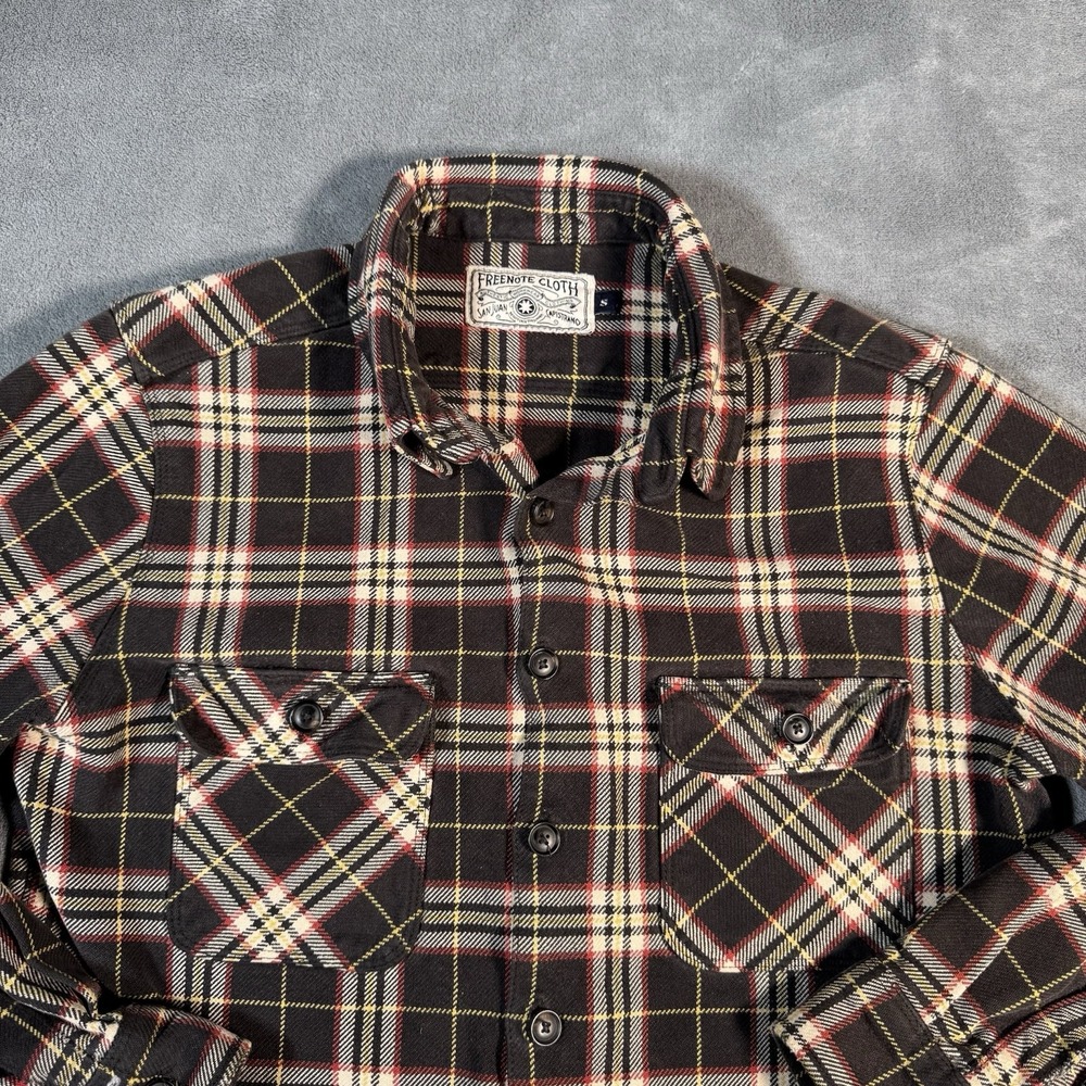 Freenote Cloth Waxed Flannel Work Shirt Men's Size Small Woven Plaid *FLAW* Read
